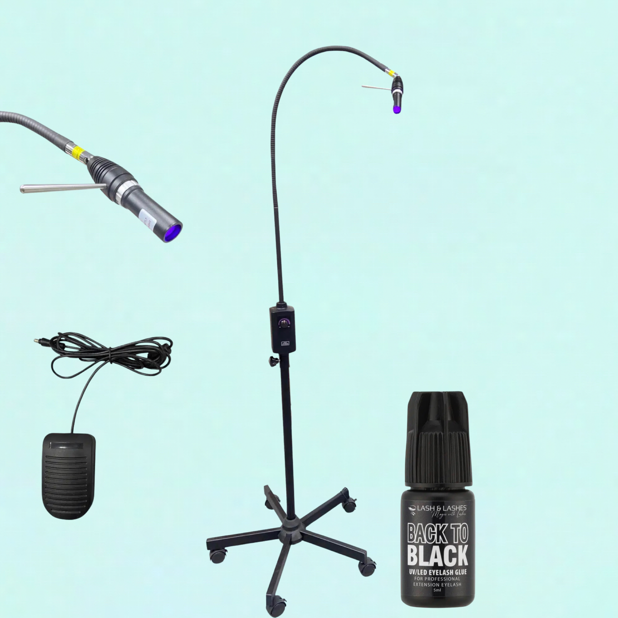 Tripla Lencsés UV / LED Lámpa Forgatható Fejjel, Állítható Fókusszal + My Secret UV/LED Clear Szempillaragasztó 3ml.