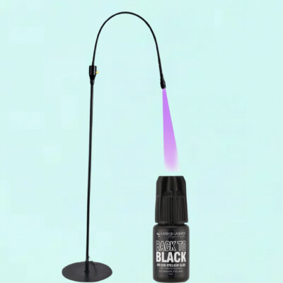 UV / LED Lámpa Állítható Fényerővel és Fókusszal + Back-To Black UV/LED Fekete Szempillaragasztó 3ml 