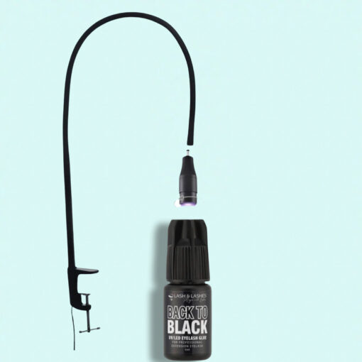 Asztali UV / LED Lámpa Állítható Fókusszal + Back-To Black UV/LED Fekete Szempillaragasztó 3ml.